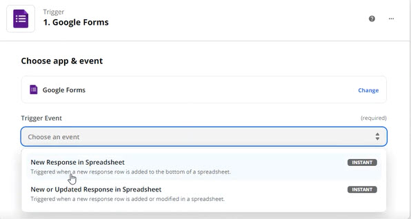 Google Forms Zap